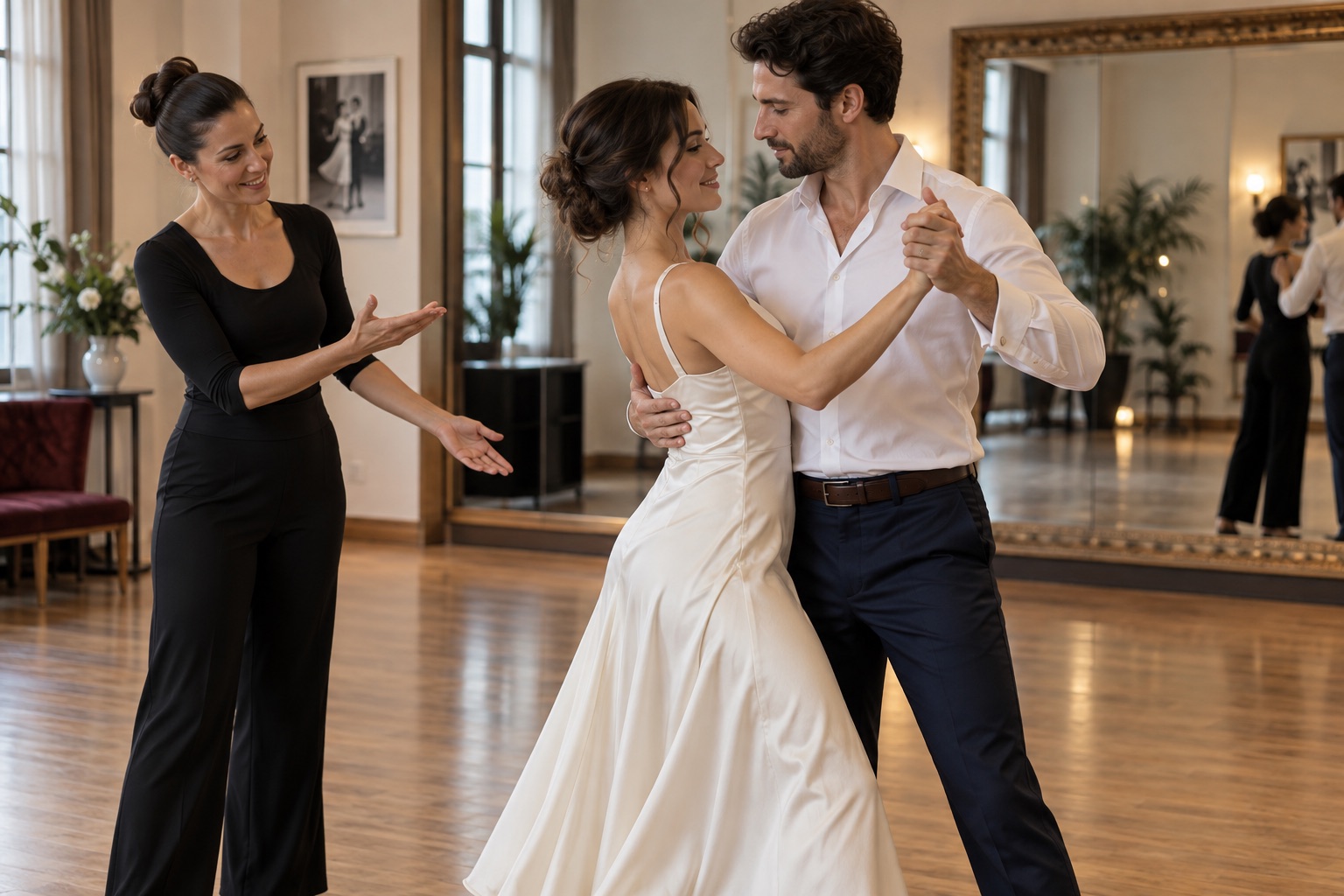Brautpaar übt seinen Hochzeitstanz